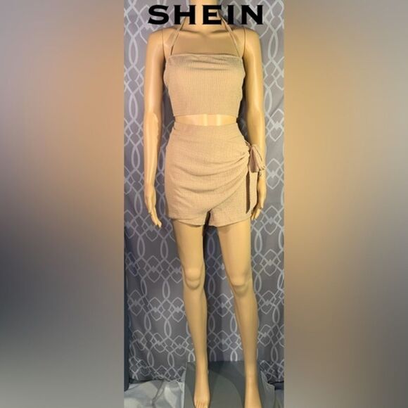 🔴NWT SHEIN Tan 2XL 2pc Skort and Crop Top Set measurements in photos - Picture 2 of 7